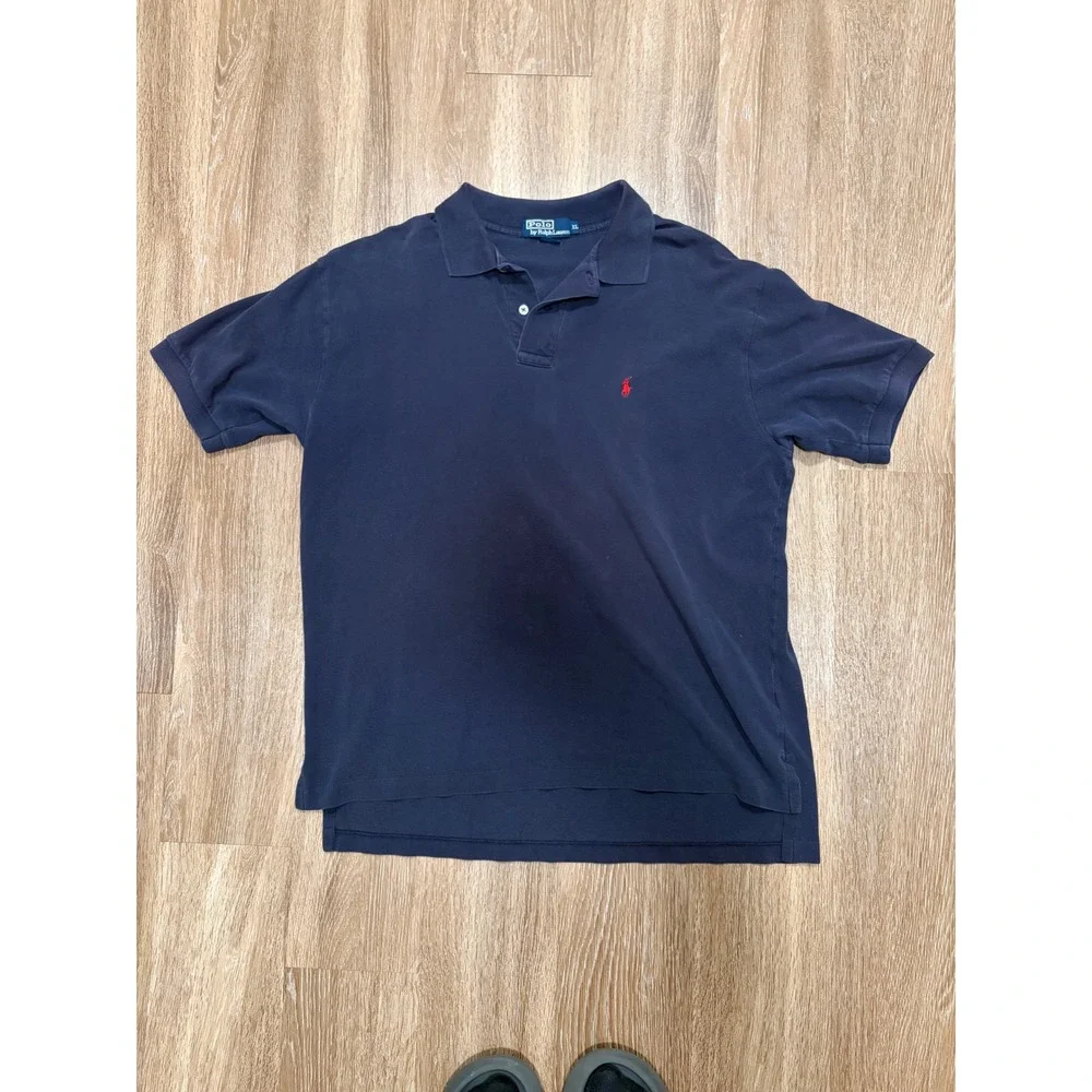 Polo Ralph Lauren Mens XL Navy Blue Short Sleeve Pique Polo Shirt Red Pony Logo